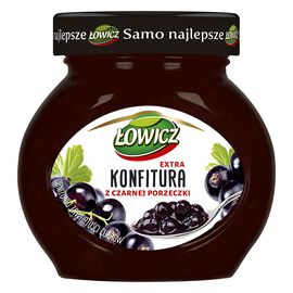 Łowicz Konfitura extra z czarnej porzeczki obniżonej zawartości cukrów 240 g
