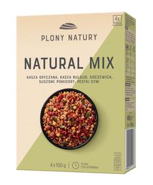 Plony Natury Natural Mix Kasza gryczana kasza bulgur soczewica suszone pomidory pestki dyni  4x100 g