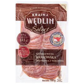 Kraina Wędlin Select Kiełbasa sucha krakowska wieprzowa z wołowiną 100 g