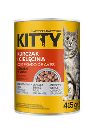 Kitty Karma pełnoporcjowa dla dorosłych kotów z kurczakiem i cielęciną w sosie 415 g