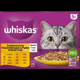 Whiskas Drobiowa uczta 1+ Galaretka z kurczakiem, z kaczką, z drobiem i z indykiem 1,02 kg (12x85 g)
