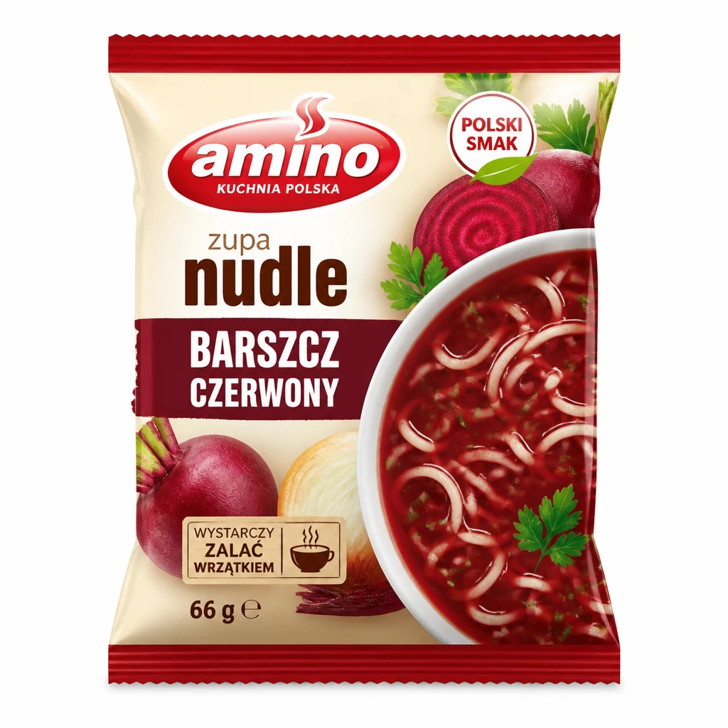 Zupa nudle barszcz czerwony Amino 66g
