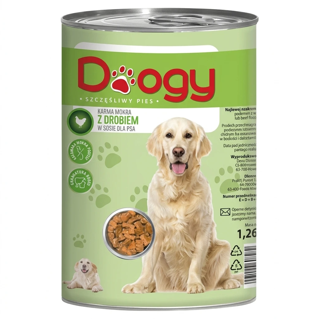 Karma dla psa mokra z drobiem Doogy 1,26kg