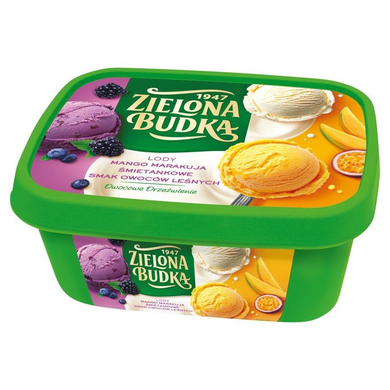 Lody mango marakuja śmietankowe smak owoców leśnych Zielona Budka 1 l