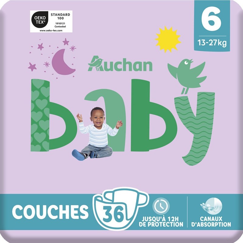 Pieluszki dla dzieci 6  13-27 kg Auchan 36 sztuk