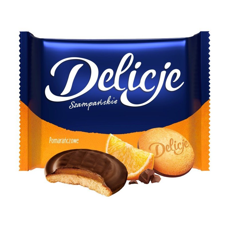 Biszkopty z galaretką pomarańczową oblane czekoladą Delicje 294 g