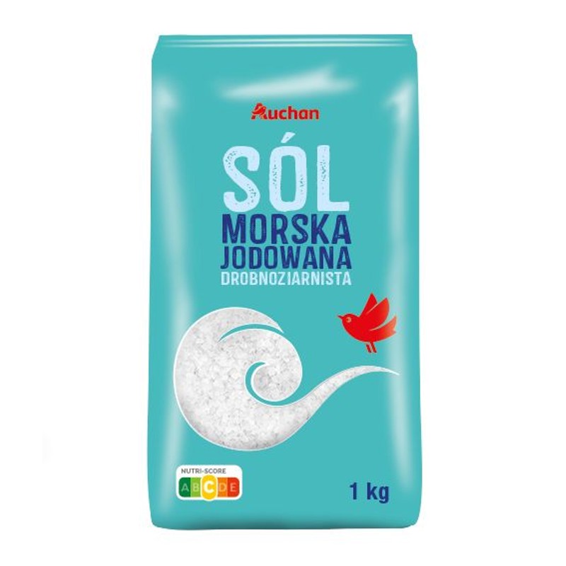 Sól morska jodowana drobnoziarnista Auchan 1 kg
