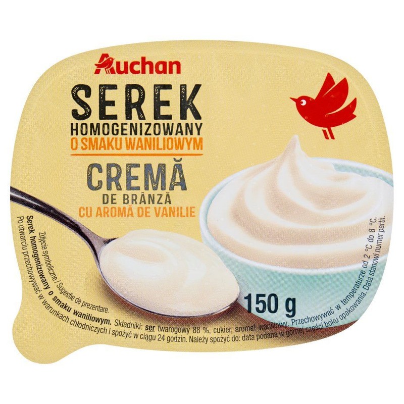 Serek homogenizowany o smaku waniliowym Auchan 150 g
