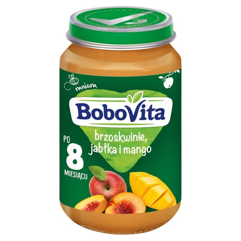 Brzoskwinie, jabłka i mango po 8. miesiącu BoboVita 190 g