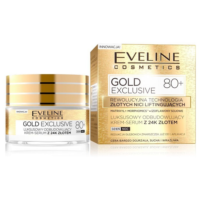 Gold Exclusive odbudowujący krem-serum 80+ EVELINE COSMETICS 50 ml