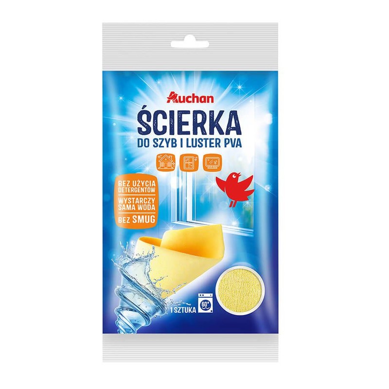 Ścierka do szyb i luster PVA Auchan 1 sztuka