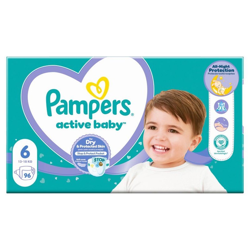 Pieluszki Active Baby 6  13-18 kg Pampers 96 sztuk