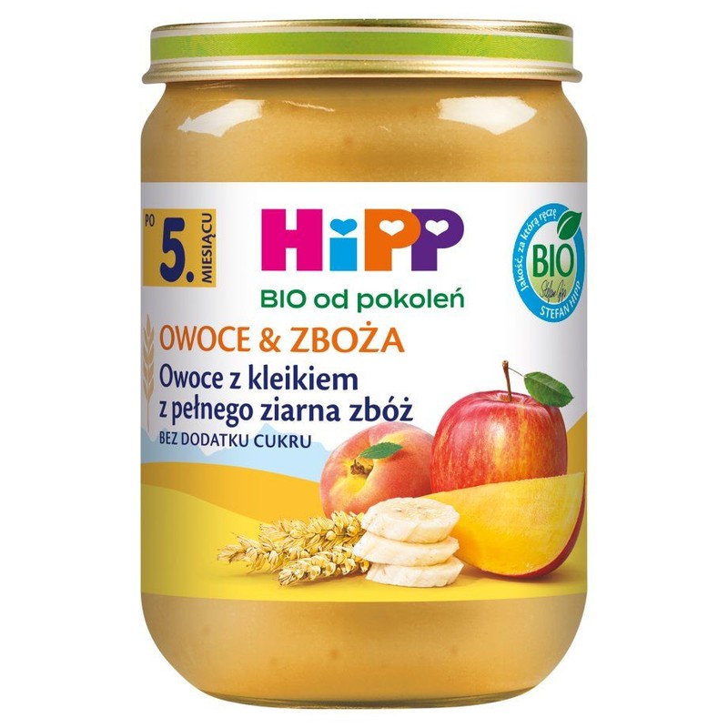 BIO Owoce z kleikiem z pełnego ziarna zbóż po 5. miesiącu HiPP 190 g