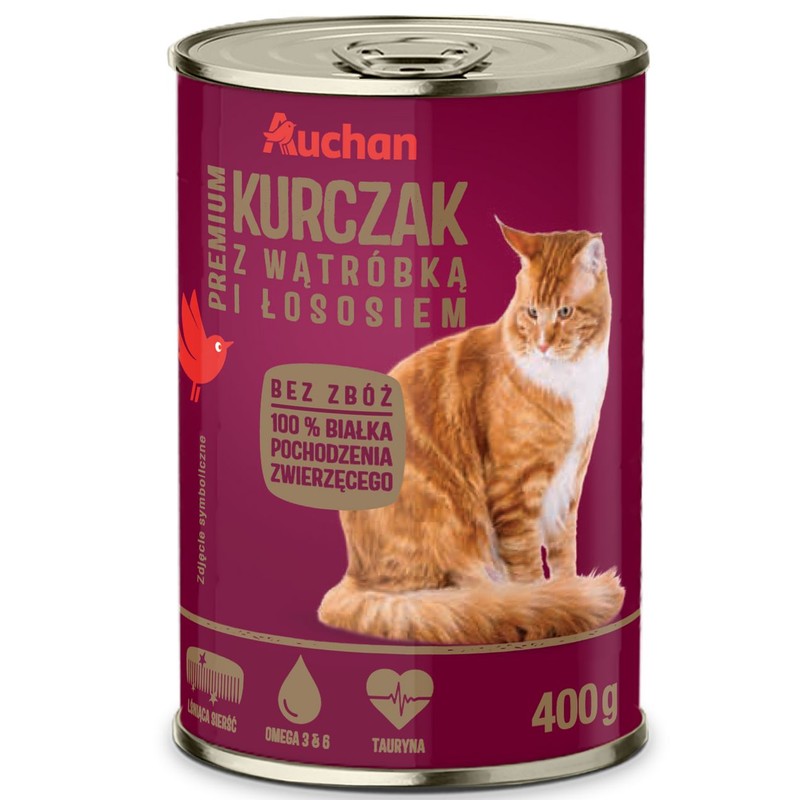 Karma Premium kurczak w wątróbką i łososiem Auchan 400 g