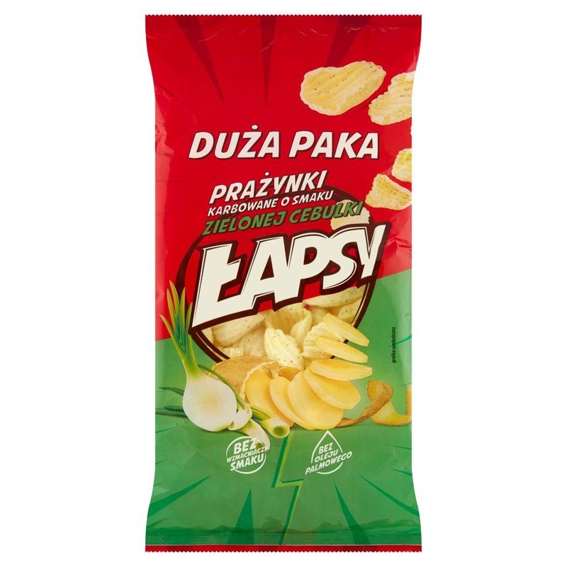 Prażynki karbowane o smaku zielonej cebulki Łapsy 110 g