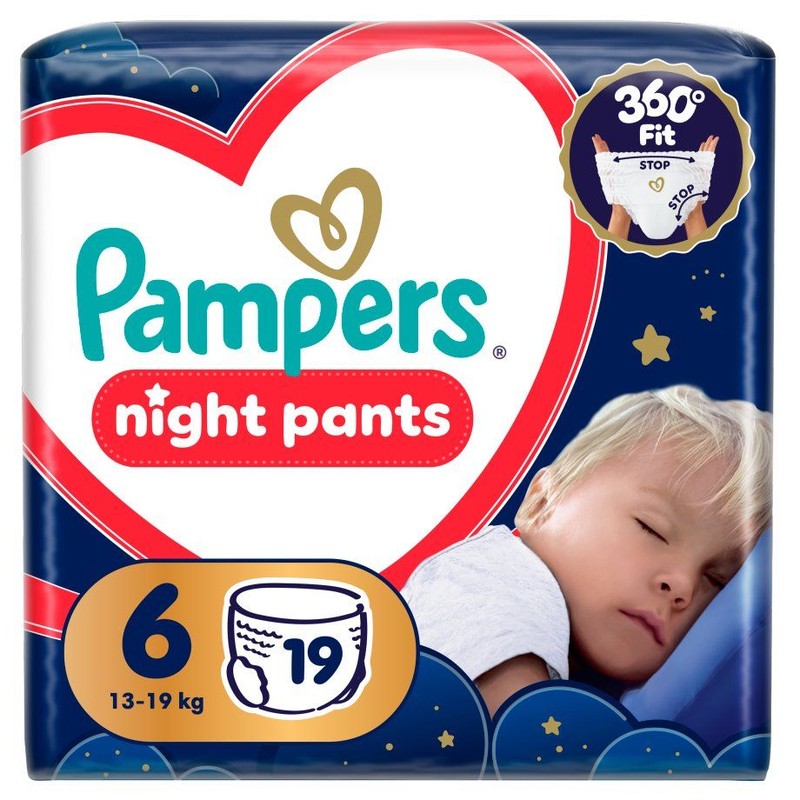 Pieluchmajtki nocne 6 15 + kg Pampers 19 sztuk