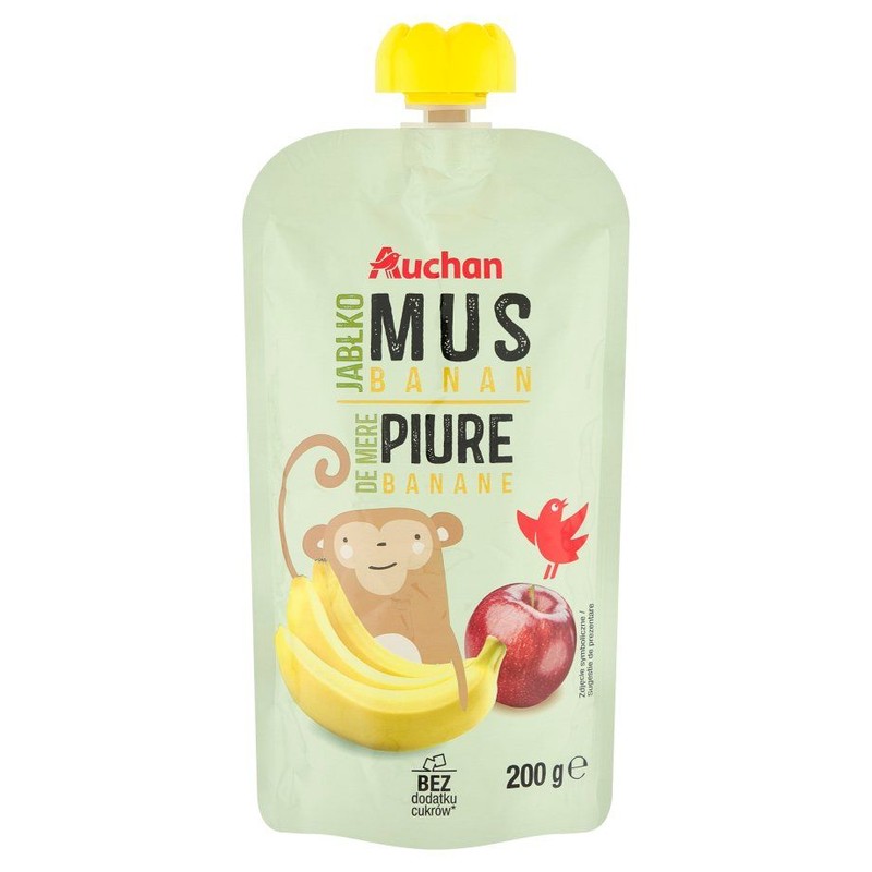 Mus jabłko - banan bez dodatku cukru Auchan 200 g