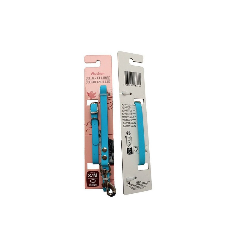 Obroża 17-25 cm + smycz 120 cm niebieska Auchan 1 sztuka