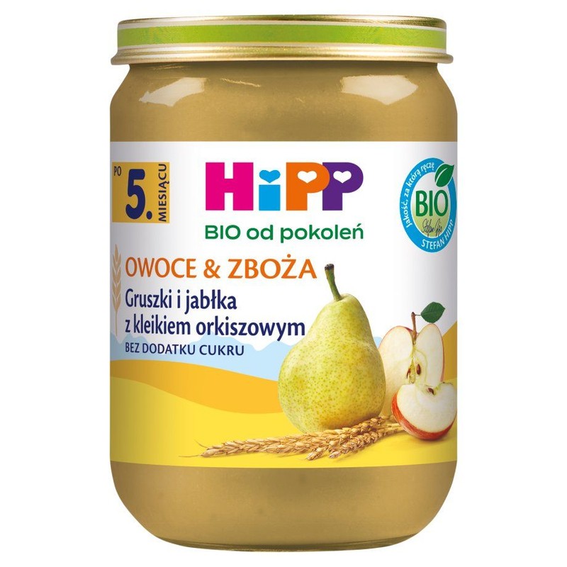 BIO Gruszki i jabłka z kleikiem orkiszowym po 5. miesiącu HiPP 190 g