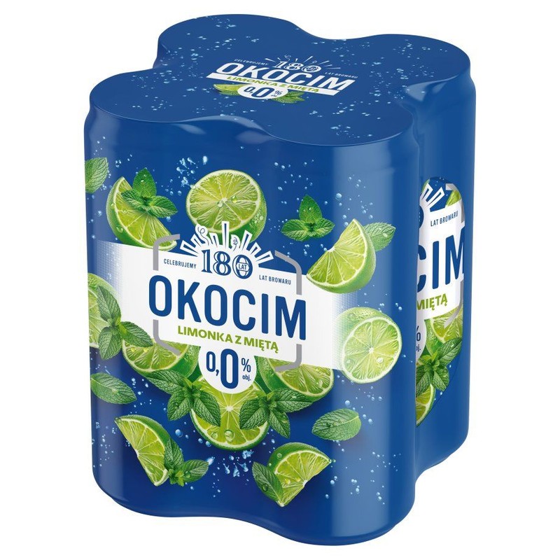 Piwo bezalkoholowe smakowe Radler Limonka z Miętą alk. do 0,5% obj. Okocim 4 x 500 ml