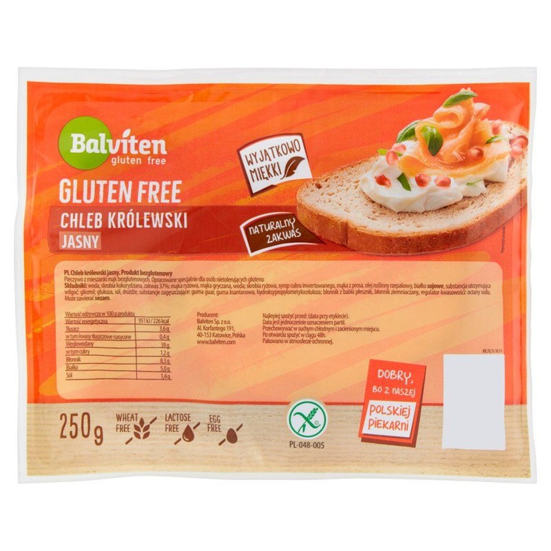Chleb królewski jasny bez glutenu Balviten  250 g