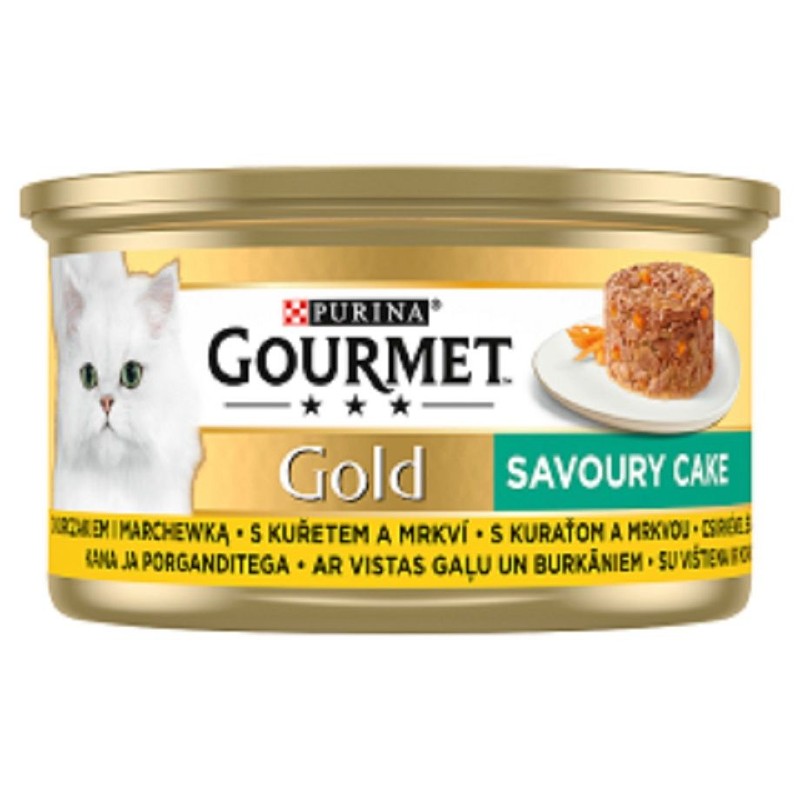 Mokra karma dla dorosłych kotów z kurczakiem i marchewką Gourmet 85 g