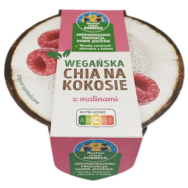 Wegańska chia na kokosie z malinami Pewni Dobrego 140 g