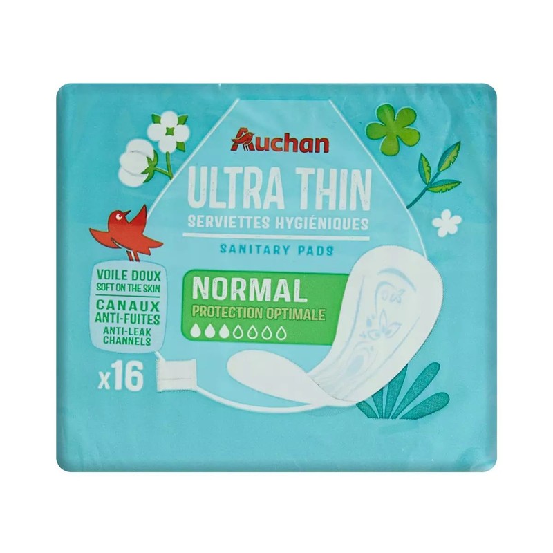 Wkładki higieniczne Ultra thin normal Auchan 16 sztuk