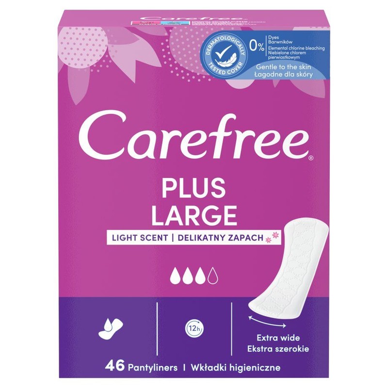 Wkładki higieniczne Plus Large delikatny zapach Carefree 46 sztuk
