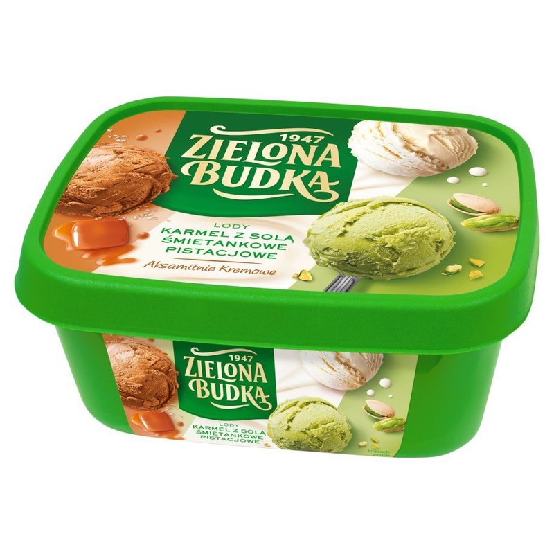 Lody karmel z solą śmietankowe i pistacjowe Zielona Budka 1 l