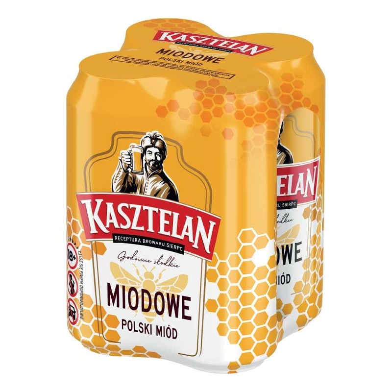 Piwo jasne miodowe alk. 4,8% obj. Kasztelan 4 x 500 ml