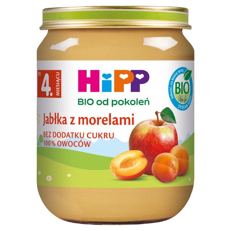 BIO Jabłka z morelami po 4 miesiącu HIPP 125 g