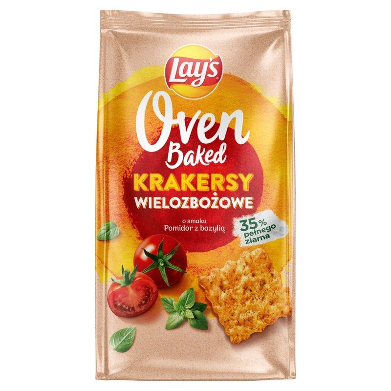 Krakersy Oven Baked wielozbożowe o smaku pomidora z bazylią Lay's 80 g