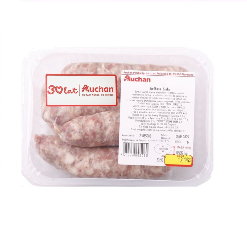Kiełbasa biała Auchan na wagę ok. 500 g