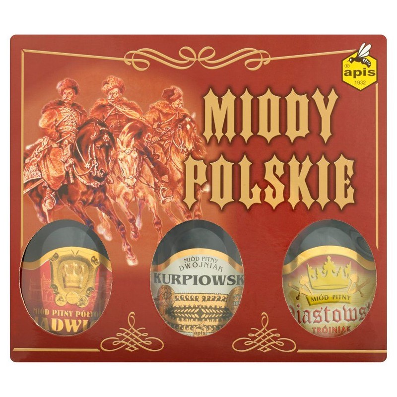 Zestaw miodów pitnych Miody Polskie Apis 3 x 250 ml
