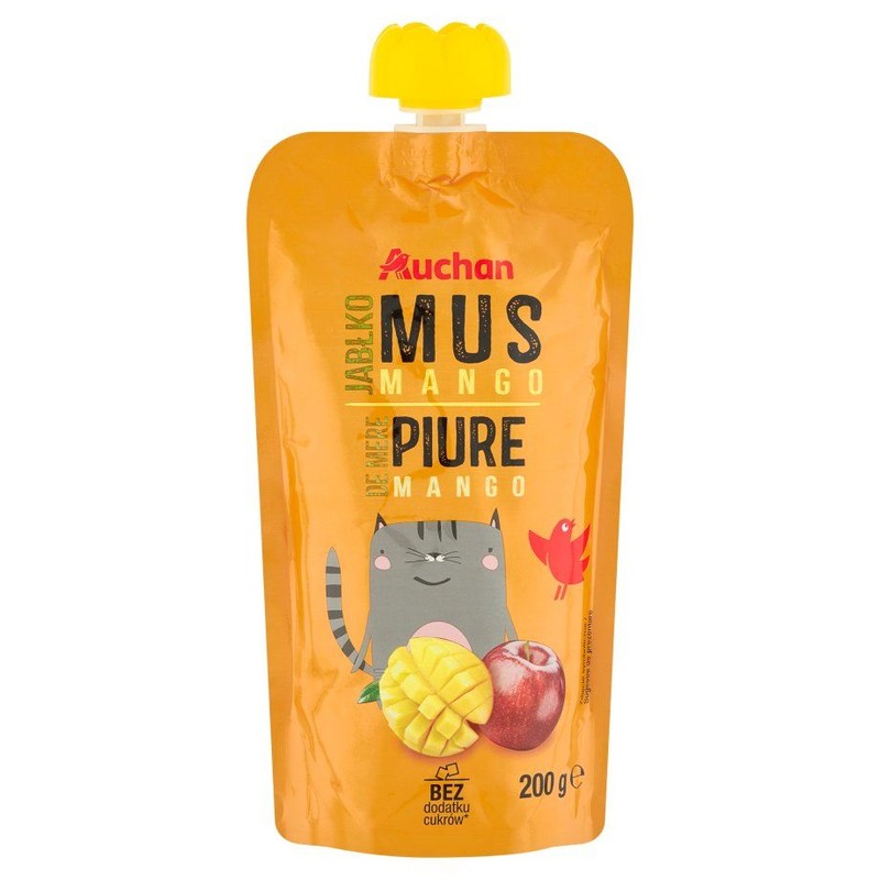 Mus jabłko - mango bez dodatku cukru Auchan 200 g