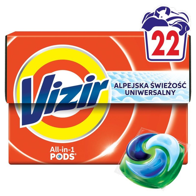Kapsułki do prania uniwersalne All-in-1 Pods Alpejska świeżość Vizir 22 kapsułki