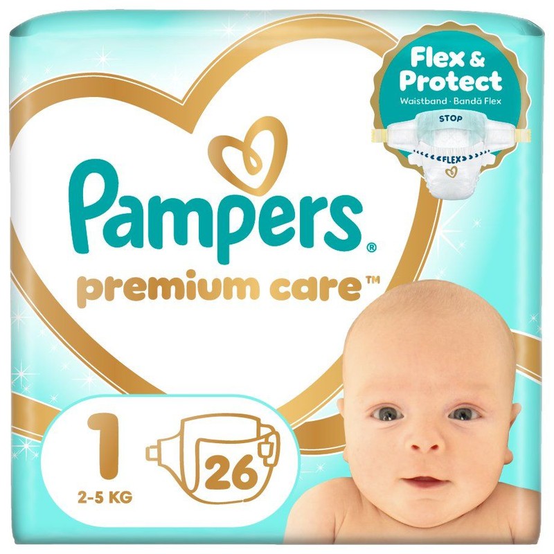Pieluszki premium care 1 2-5 kg Pampers 26 sztuk