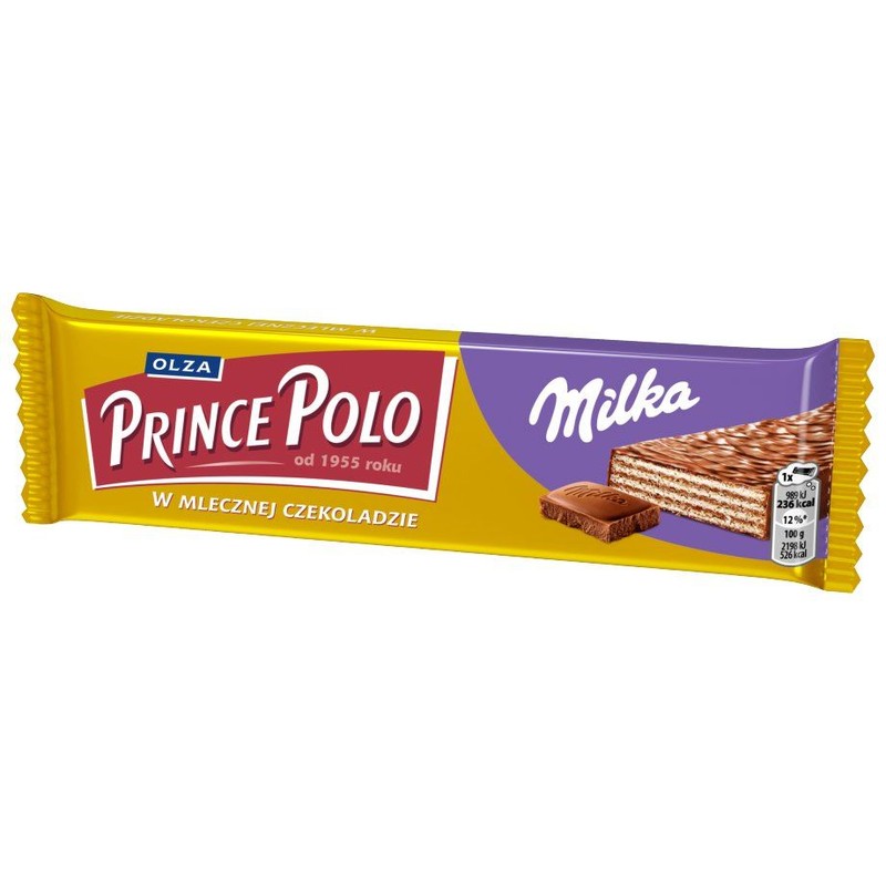 Wafelek z kremem kakaowym oblany mleczną czekoladą   Prince Polo 45 g