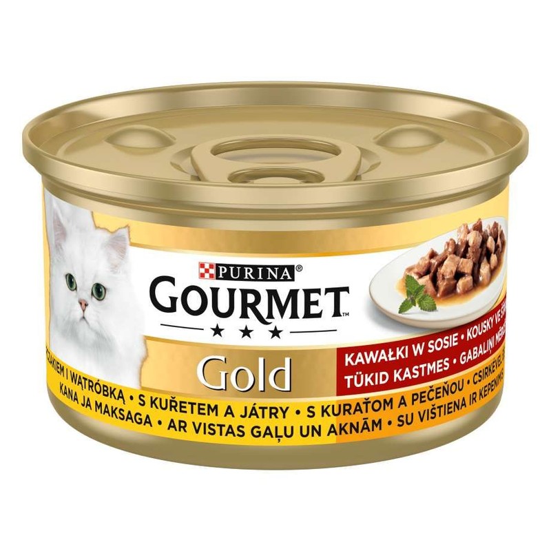 Karma dla kotów kurczak i wątróbka w sosie Gourmet 85 g