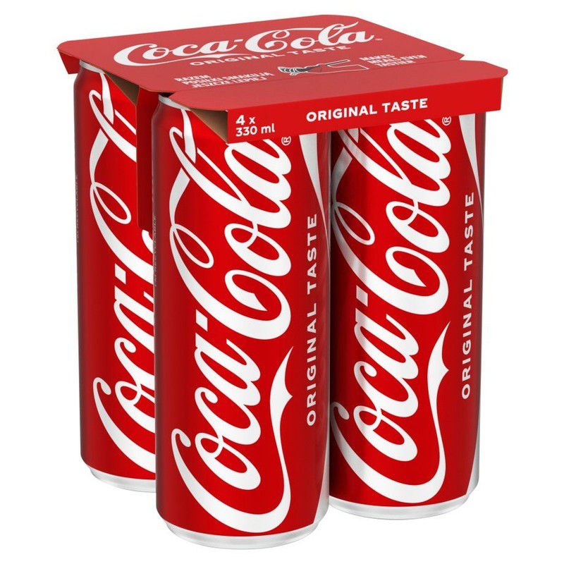 Napój gazowany o smaku cola.  Coca-Cola 4 x 330 ml