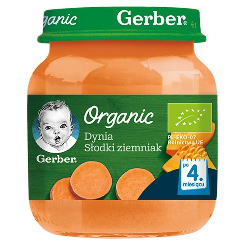 BIO Organic dynia, słodki ziemniak po 4. miesiącu Gerber Organic 125 g