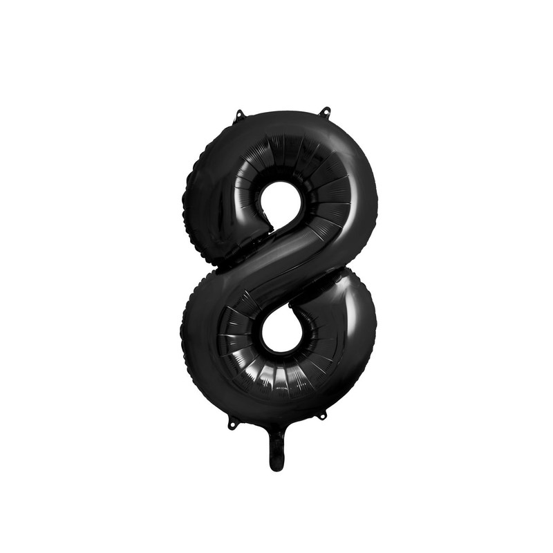 Balon foliowy Cyfra '8' 86cm czarny (1 op. / 1 szt.) PartyDeco 1 sztuka