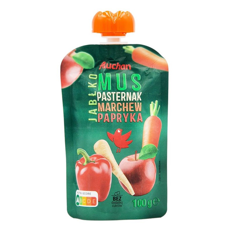 Mus jabłko pasternak marchew papryka Auchan 100 g