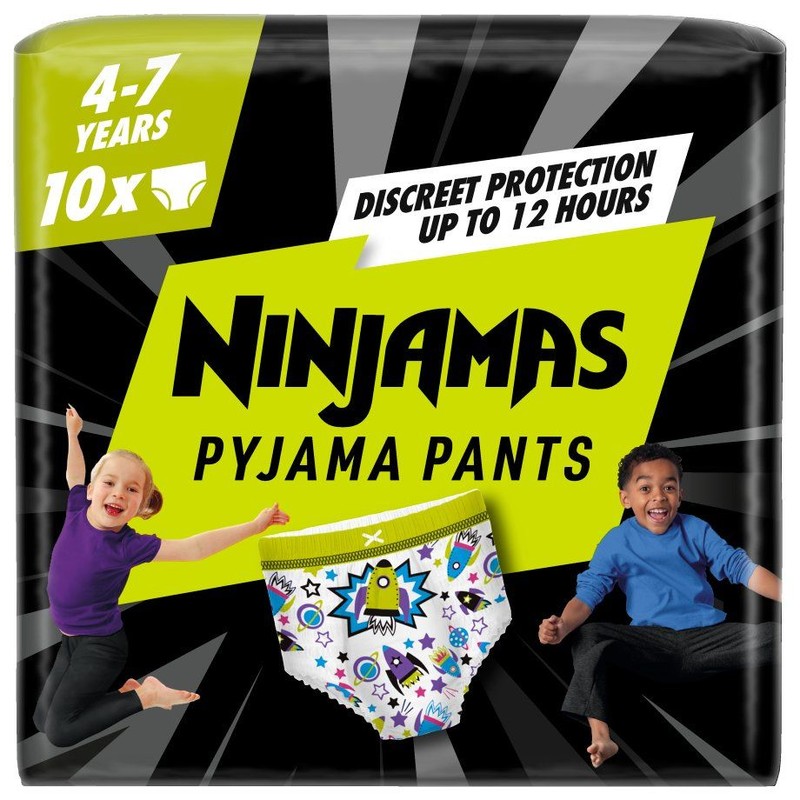 Pieluchomajtki w statki kosmiczne 4-7 lat 17kg-30kg Ninjamas 10 sztuk