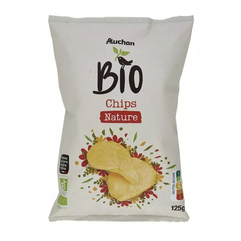 BIO Chipsy ziemniaczane z dodatkiem soli Auchan 125 g