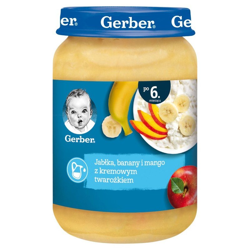 Jabłka, banany i mango z kremowym twarożkiem po 6 miesiącu Gerber 190 g