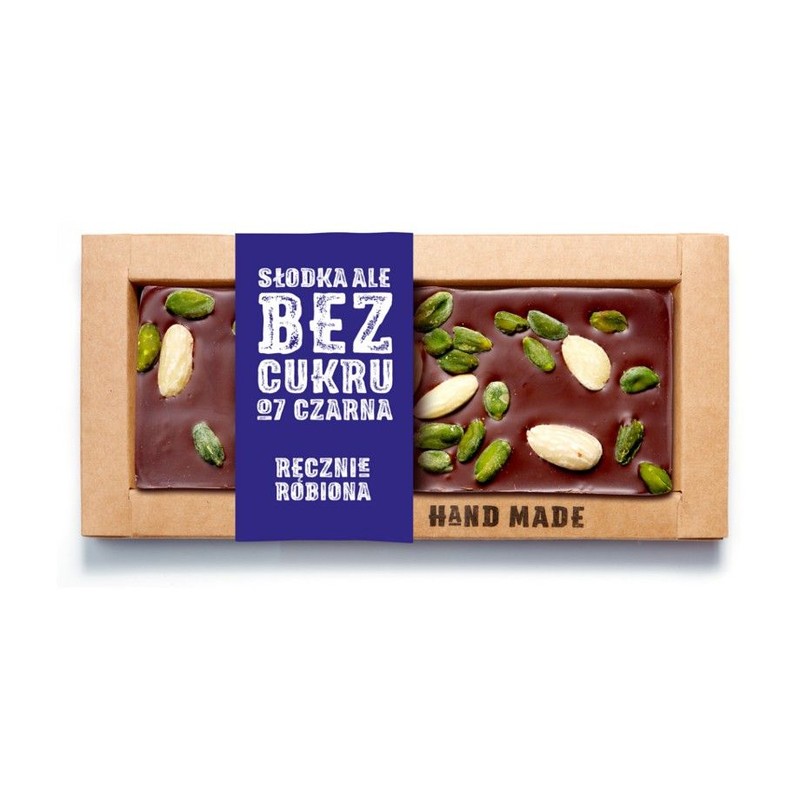 Czekolada ciemna bez dodatku cukru z dodatkiem pistacji i migdałów Cukiernia Staropolska 105 g