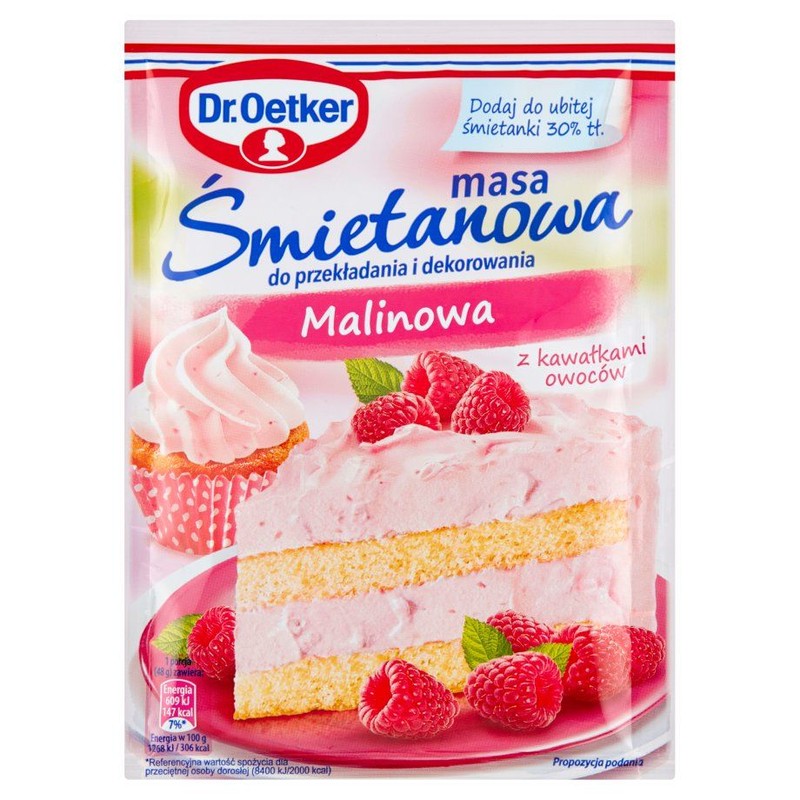 Masa śmietanowa malinowa z kawałkami owoców Dr.Oetker 86 g