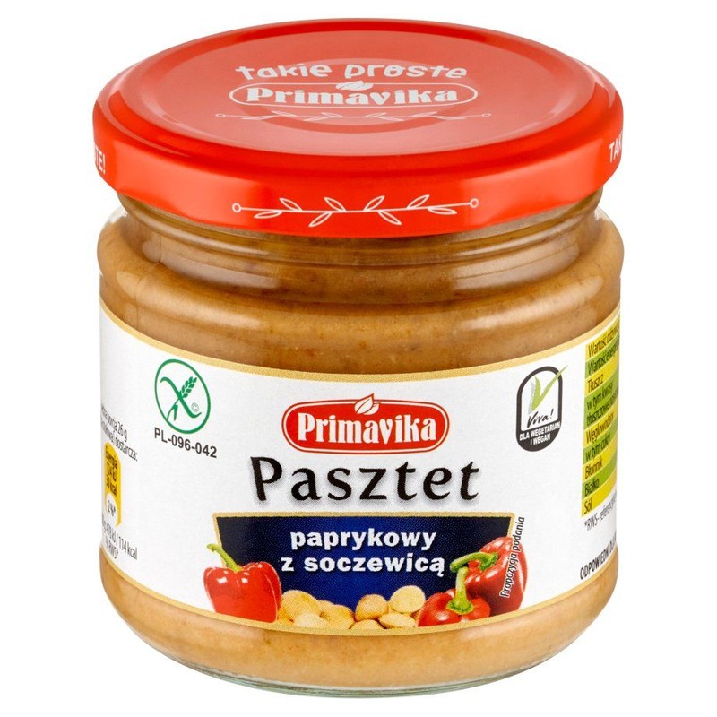 Pasta kanapkowa z soczewicy i soi z dodatkiem papryki czerwonej Primavika 160 g